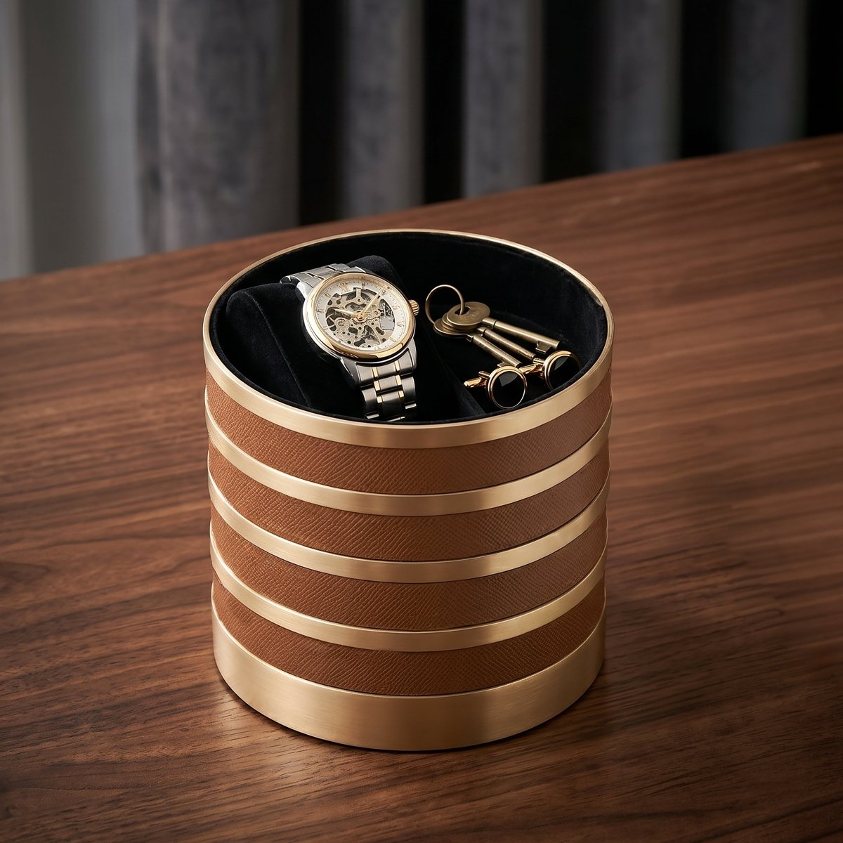 Bar accessories The Everyday Storage Box - Brown & Antique Brass Large - Daamaira Home and Living Ltd