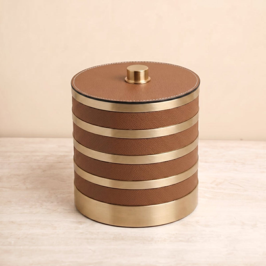 Bar accessories The Everyday Storage Box - Brown & Antique Brass Large - Daamaira Home and Living Ltd