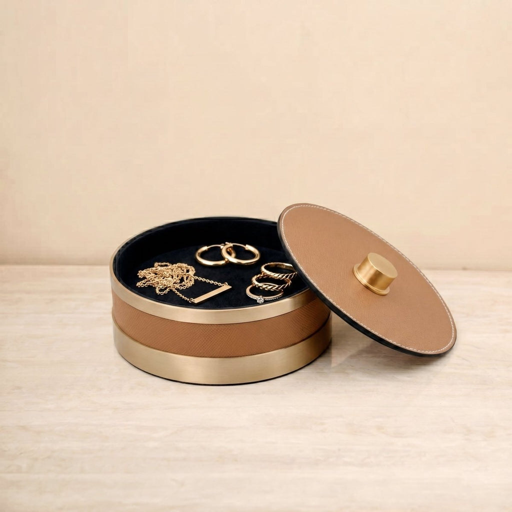 Bar accessories The Everyday Storage Box - Brown & Antique Brass Small - Daamaira Home and Living Ltd