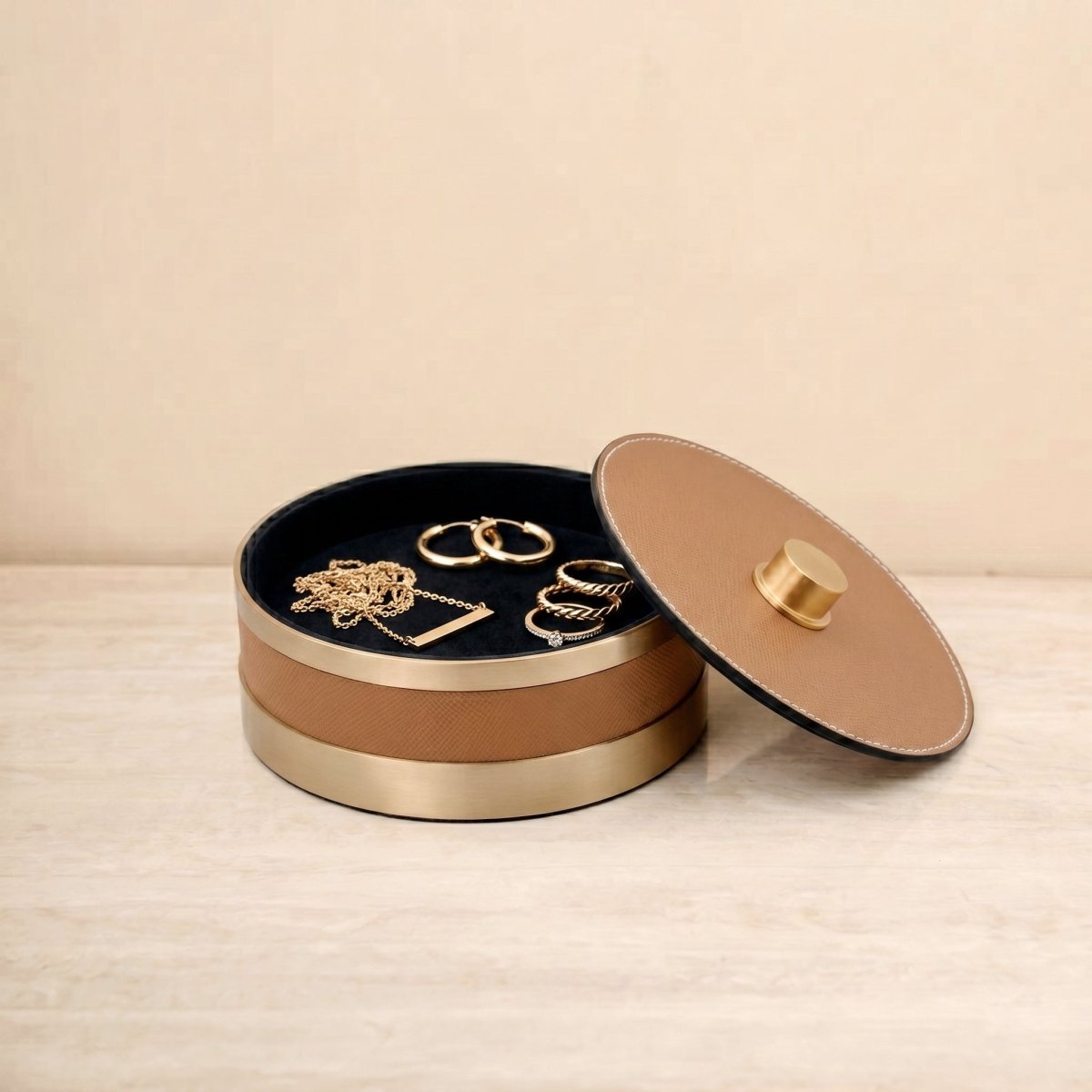 Bar accessories The Everyday Storage Box - Brown & Antique Brass Small - Daamaira Home and Living Ltd