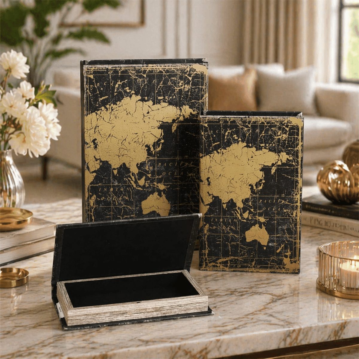 Sculptures & Figurines The Global Book Box set of 3 - Daamaira Home and Living Ltd