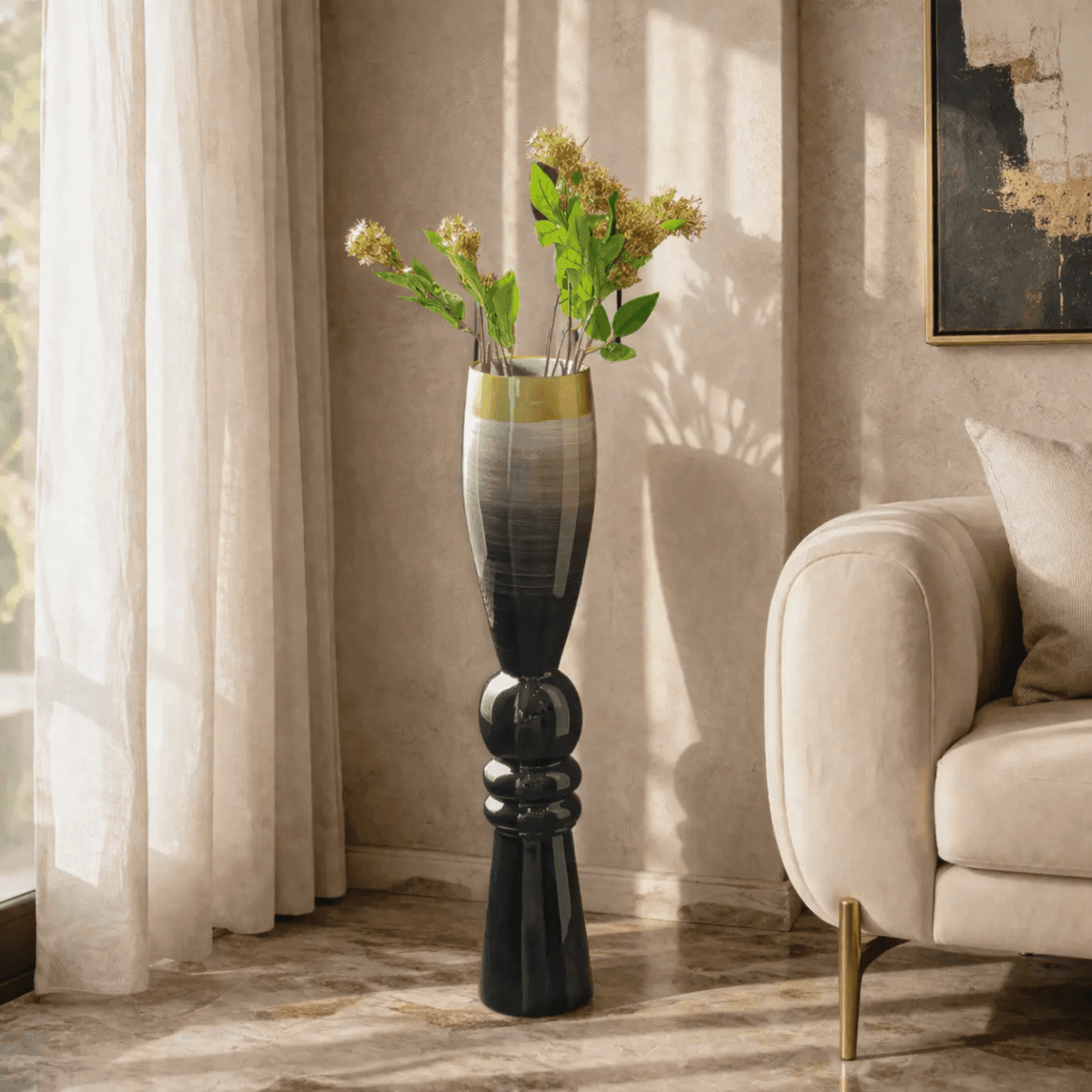 Vases Trumphet Brushed Slate Flower Vase - Daamaira Home and Living Ltd