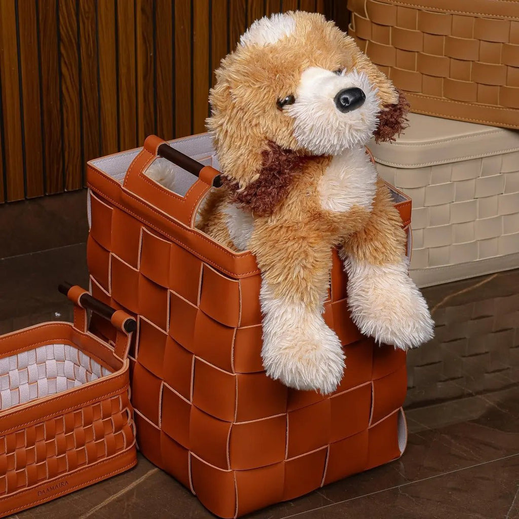 Wicker Storage Box Woven Leather Basket - Daamaira Home and Living Ltd
